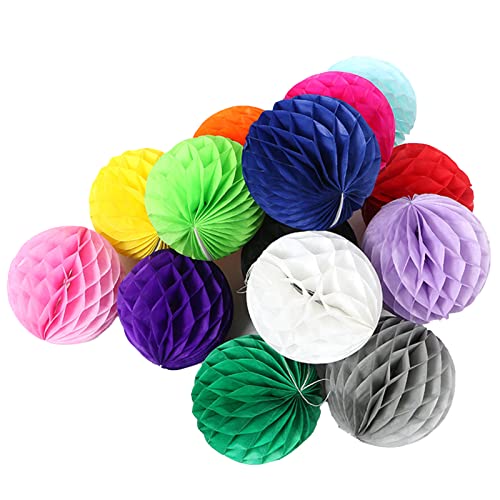 Tuzsocr 20 Stück bunte Papier-Poms, Blumen, Wabenbälle zum Aufhängen, Laternen aus Pap, Taufe, Deko, Blumen-Set aus Seidenpapier, für Party, Geburtstag, Hochzeit (hellblau, 10 cm) von Tuzsocr