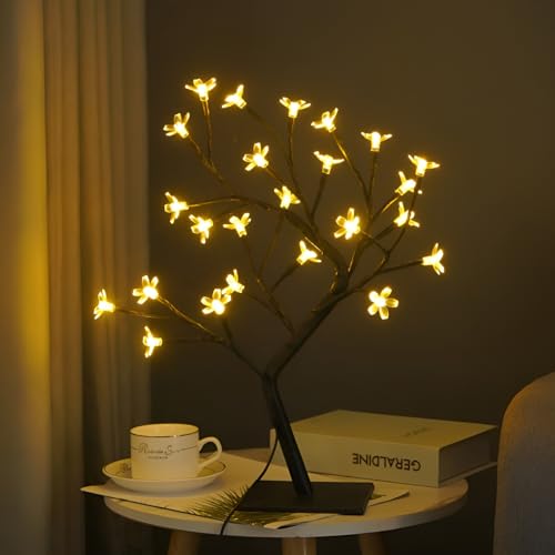 Tuzsocr LED Baum Lichter, 24/48er Blüten Blütenbaum Kirschbaum Lichter, Funkelnder Beleuchteter Lichterkette, Verstellbare Äste Weihnachtsdeko für Wohnzimmer, Büro, Esszimmer, Hotel, Innen (Stil 1) von Tuzsocr