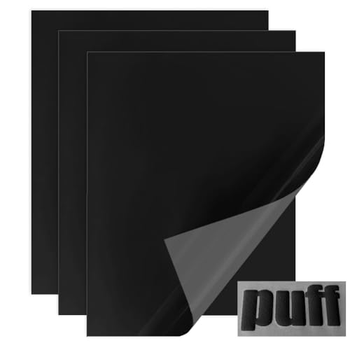 Tvinyl Warehouse Black Puff Vinyl Heat Transfer, 3 Stück Black Puff HTV-Vinyl für T-Shirt, große Haftung und Puff-Effekt Tvinyl Warehouse Black Puff Vinyl Heat Transfer, 3 Stück Black Puff HTV-Vinyl für T-Shirt, große Haftung und Puff-Effekt von Tvinyl Warehouse