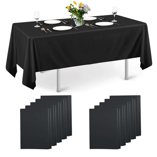 Tvvcalk 10 Stück Einweg Tischdecke Plastik Einweg Tischdecke Bierzeltgarnitur Einweg Tischdecke Schwarz für Hochzeit, Party, Kindergeburtstag, 137 x 274 cm von Tvvcalk