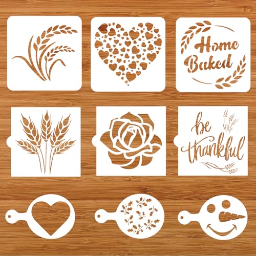 9-teiliges Brot-Schablonen-Set, Backschablonen, Backschablonen, Brot, Kuchen, Kaffee, Kuchen oder Keksschablonen, Vorlage zum Dekorieren von TvwiKo