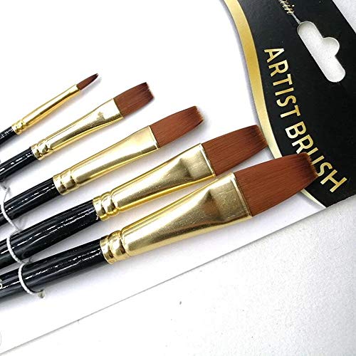 Künstlerpinselset,5 Pcs Künstler Pinsel Set Nylon Hair Paint Brush Set für Künstler Aquarell Acryl Ölmalerei-Flat Peak von Tweal