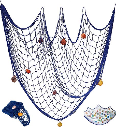 Tweal Dekoratives Fischernetz,Fischernetz Deko,Mediterranen Stil Fischerei Dekorative mit Farbigen Muscheln,für Wand Bar Party Decor Fotografie Dekoration 100 x 200 cm,Blau Tweal Dekoratives Fischernetz,Fischernetz Deko,Mediterranen Stil Fischerei Dekorative mit Farbigen Muscheln,für Wand Bar Party Decor Fotografie Dekoration 100 x 200 cm,Blau von Tweal