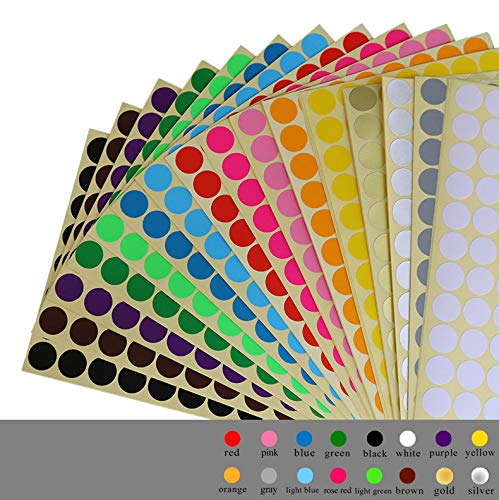 Tweal Selbstklebende Aufkleber, rund, 16 Blatt, 16 mm, farbig, Codierung, Etiketten für Büro, Schule, Kalender, Kartenaufkleber Tweal Selbstklebende Aufkleber, rund, 16 Blatt, 16 mm, farbig, Codierung, Etiketten für Büro, Schule, Kalender, Kartenaufkleber von Tweal
