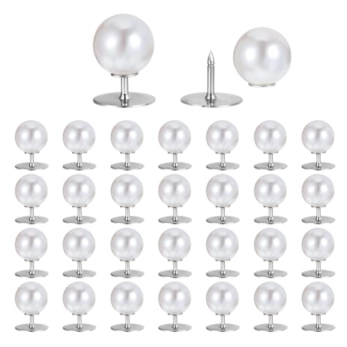 30 Stück Perlenknöpfe für Kleidung, 10 mm Abnehmbare Perlenstecker, Wiederverwendbare Knopfabdeckungen ohne Nähen, Broschenfixierte Perlenknöpfe für Damenkleider, Schals, Hemden, DIY-Handwerk von Tweruna