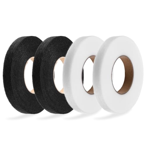 Tweruna 4 Rollen 64mx1.5cm Bügelband, Saumband zum Aufbügeln Waschfest, Saumband Selbstklebend zum Reparieren von Stoff, Vorhang, Hosen, Kleidung, Jeans（Weiß Und Schwarz） von Tweruna