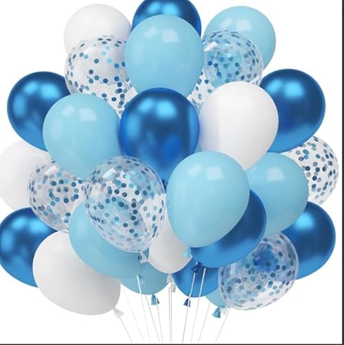 60 hellblaue und weiße Konfetti-Luftballons mit Bändern Party Dekorationen mit Konfetti Ballons Geburtstag 60 hellblaue und weiße Konfetti-Luftballons mit Bändern Party Dekorationen mit Konfetti Ballons Geburtstag von Twidels