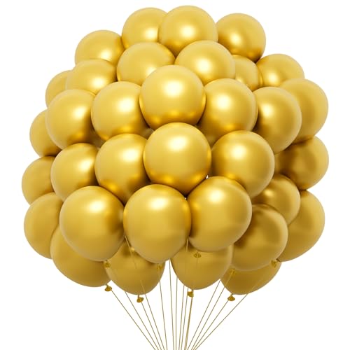 Luftballons Gold 100 Stück Goldene Luftballons Christmas Ballon Girlande Kit, Luftballons Metallic Helium Luftballons FürPartydeko Gold Luftballons Geburtstag Gold Girlande Hochzeit Deko von Twidels