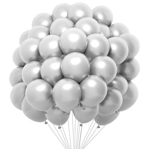 Luftballons Silber Metallic Luftballons 100 Stück Geburtstag Dekoration Ballons Für Party, Hochzeitdeko, Weihnachtendeko, Taufe Deko Und Geburtstagsdeko Luftballons Balloon Garland Silver von Twidels
