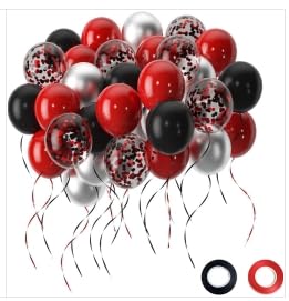 Luftballons rot schwarz silberne Packung mit 60 Luftballons Geburtstag, Jahrestag, Party Dekorationen Luftballons rot schwarz silberne Packung mit 60 Luftballons Geburtstag, Jahrestag, Party Dekorationen von Twidels