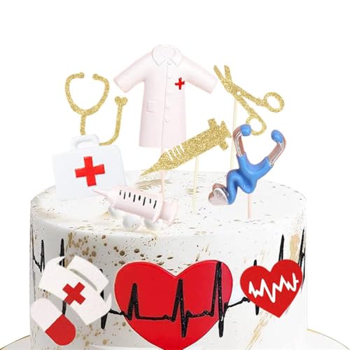 Tortendeko Krankenschwester Cupcake Toppers Nurse Kunstharz Kuchendeckel Glitter Nursing Kuchen Deko Medical Themed Geburtstagsfeier Partyzubehör (16 Stück) von Twinice