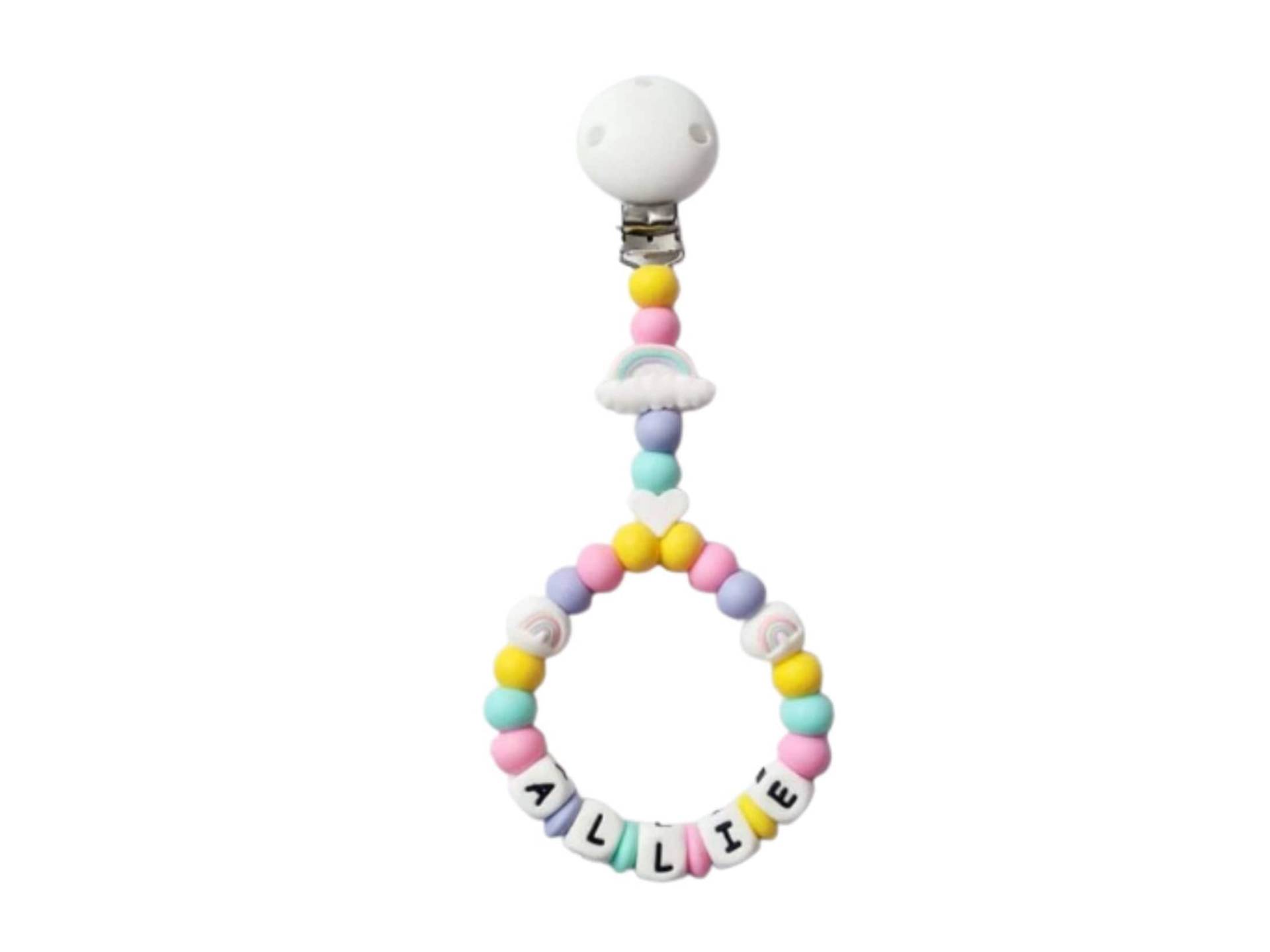 Silikon Handgemachte Personalisierte Pastell Helle Regenbogen Babys Kinderwagen Charm von TwinkleStarBabyLtd