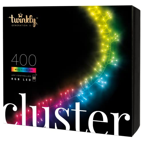 Twinkly Cluster 400 LED RGB, Dichte LED-Lichterkette, Smarte LEDs für Drinnen und Draußen, Kompatibel mit Alexa und Google Home, Gaming-Lichter, IP44, App-Steuerung, Schwarzes Kabel, 6m Twinkly Cluster 400 LED RGB, Dichte LED-Lichterkette, Smarte LEDs für Drinnen und Draußen, Kompatibel mit Alexa und Google Home, Gaming-Lichter, IP44, App-Steuerung, Schwarzes Kabel, 6m von Twinkly
