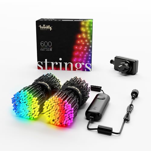 Twinkly Strings 600 LED RGB, LED-Lichterkette für Draußen und Drinnen, Smarte LED-Lichter, Kompatibel mit Alexa und Google Home, IP44, App-Steuerung, Schwarzes Kabel, 48m Twinkly Strings 600 LED RGB, LED-Lichterkette für Draußen und Drinnen, Smarte LED-Lichter, Kompatibel mit Alexa und Google Home, IP44, App-Steuerung, Schwarzes Kabel, 48m von Twinkly