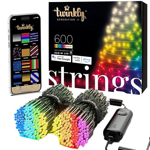 Twinkly Strings – App-gesteuerte LED-Lichterkette mit 400 RGB (16 Millionen Farben) LEDs. 32 Meter. Schwarzes Kabel. Intelligente Beleuchtungsdekoration für den Innen- und Außenbereich von Twinkly
