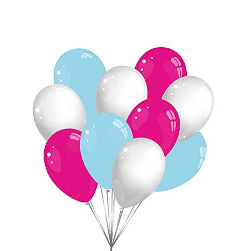 30 Luftballons, je 10 Stück pro Farbe - in verschiedenen Farben - 100% Naturlatex & 100% biologisch abbaubar - twist4 (pink/hellblau/weiß) von Twist4