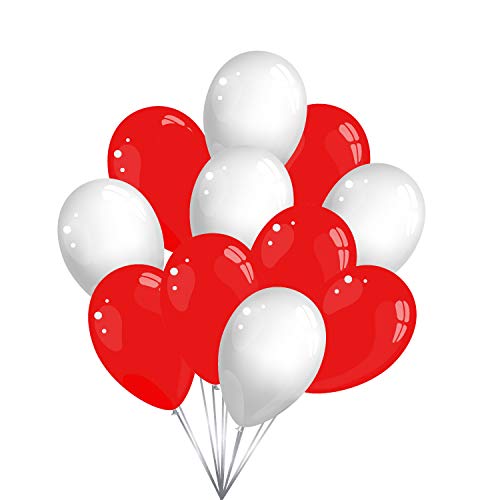 Premium Luftballons in Rot Weiß - Made in DE - 100% Naturlatex & 100% biologisch abbaubar – 30 Stück - Geburtstag Party Karneval - für Helium geeignet - twist4® von Twist4