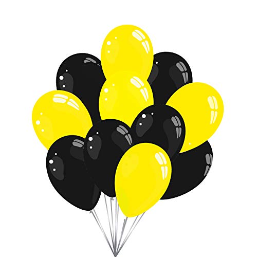Premium Luftballons in Gelb Schwarz - Made in DE - 100% Naturlatex & 100% biologisch abbaubar - 50 Stück - Geburtstag Party Karneval - für Helium geeignet - twist4® von Twist4