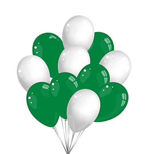 50 Premium Luftballons in Grün/Weiß - Made in EU - 100% Naturlatex somit 100% giftfrei und 100% biologisch abbaubar - Geburtstag Party Hochzeit Silvester Karneval - für Helium geeignet - twist4® von Twist4