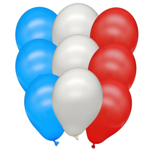 Premium Luftballons Fussballdeko - Made in DE - 100% Naturlatex & 100% biologisch abbaubar - 15 Stück -Ballons als Fanartikel, Fußball, Länder - für Helium geeignet - twist4® (blau/rot/weiß, 15) von Twist4