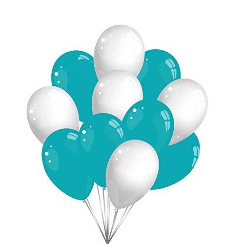 Premium Luftballons in Türkis Weiß - Made in DE - 100% Naturlatex & 100% biologisch abbaubar – 30 Stück - Geburtstag Party Karneval - für Helium geeignet - twist4® von Twist4