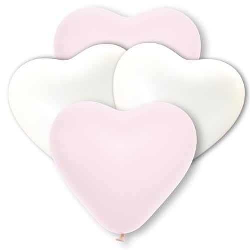 Premium Herzluftballons in Rosa Weiß - Made in DE - 100% Naturlatex & 100% biologisch abbaubar – 46 Stück - Geburtstag Party Karneval - für Helium geeignet - twist4® Premium Herzluftballons in Rosa Weiß - Made in DE - 100% Naturlatex & 100% biologisch abbaubar – 46 Stück - Geburtstag Party Karneval - für Helium geeignet - twist4® von Twist4