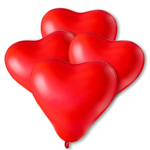 Premium Herzuftballons in Rot - Made in DE - 100% Naturlatex & 100% biologisch abbaubar – 46 Stück - Geburtstag Party Karneval - für Helium geeignet - twist4® von Twist4