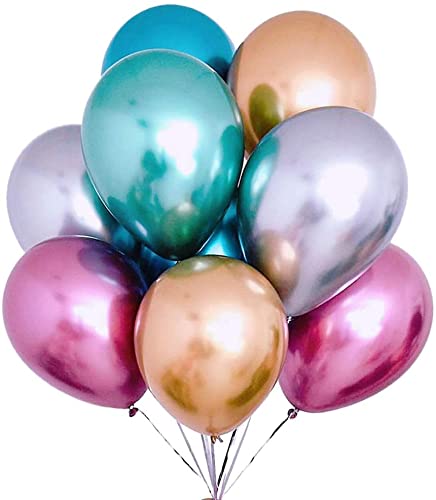 Twist4 Luftballons Metallic, XL - 40-45cm, Luftballons Bunt - 100% Naturlatex - schadstoffrei - Made in DE - in 6 Metallicfarben, Metallic Balloons für Deko Geburtstag Hochzeit (48 Stück, Bunt) von Twist4