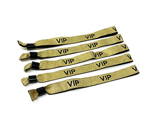 Twist4 VIP Stoff Einlassbänder VIP Stoffbänder Festivalbändchen Kontrollbänder VIP Eintrittsbänder- für Silvester Party Feste Festivals (25, gold/schwarz) von Twist4