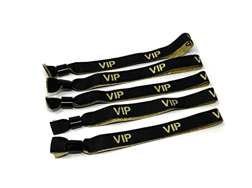 Twist4 VIP Stoff Einlassbänder VIP Stoffbänder Festivalbändchen Kontrollbänder VIP Eintrittsbänder- für Silvester Party Feste Festivals - twist4 (10, schwarz/gold) von Twist4