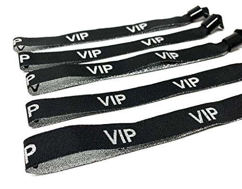 Twist4 VIP Stoff Einlassbänder VIP Stoffbänder Festivalbändchen Kontrollbänder VIP Eintrittsbänder- für Silvester Party Feste Festivals - twist4 (10, schwarz/silber) von Twist4