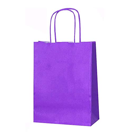 Papiertüten mit Kordelhenkel, aus Kraftpapier, als Geschenktüten geeignet, in verschiedenen Farben und Größen erhältlich, 15 Stück, Kraft-Papier, violett, S von Twisted Handles