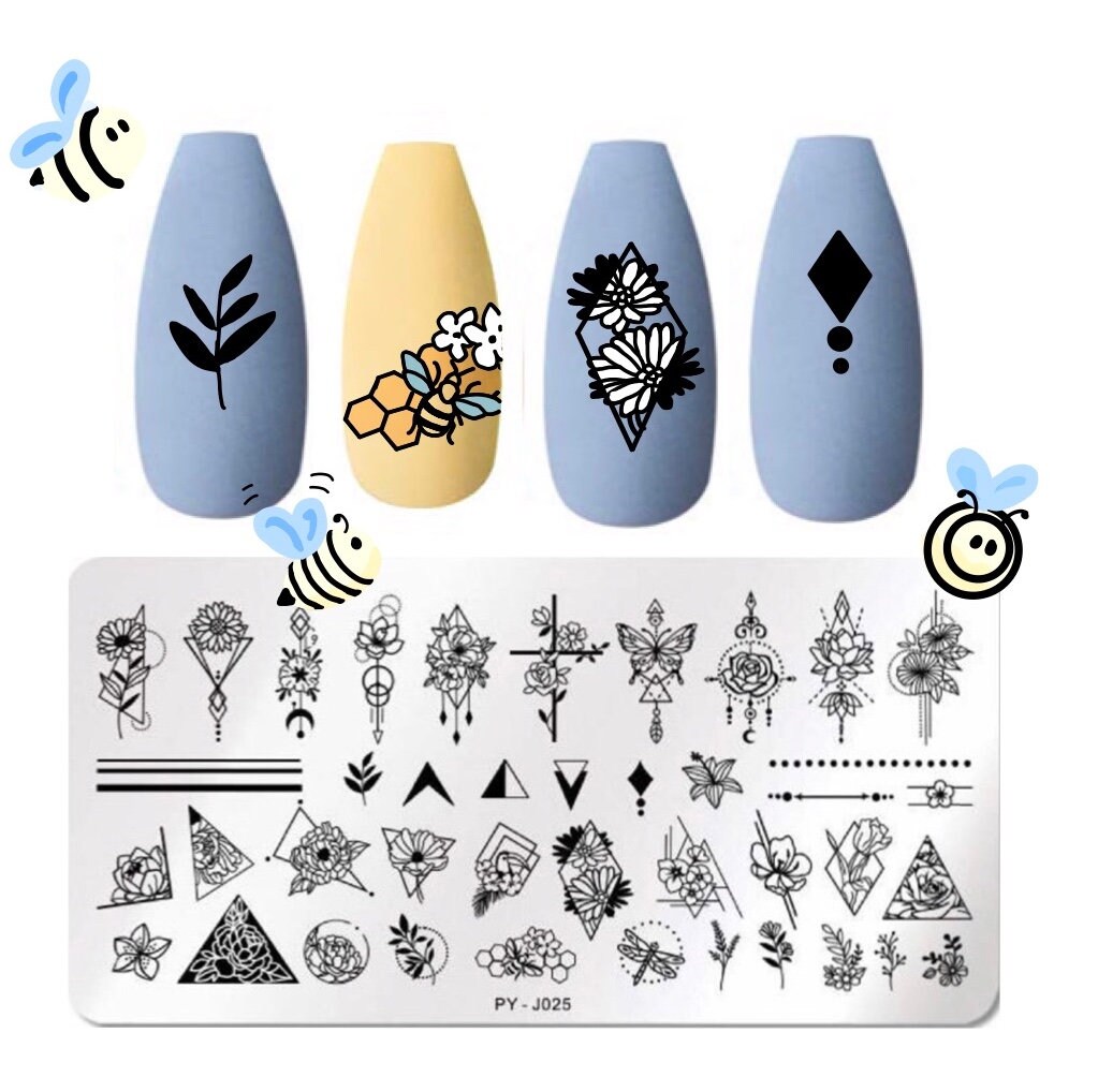 Blumen Und Bienen Nail Art Stamping Platte Nagel Stempel Für Diy Maniküre Blumen Und Bienen Nail Art Stamping Platte Nagel Stempel Für Diy Maniküre von TwistedRealityCrafts