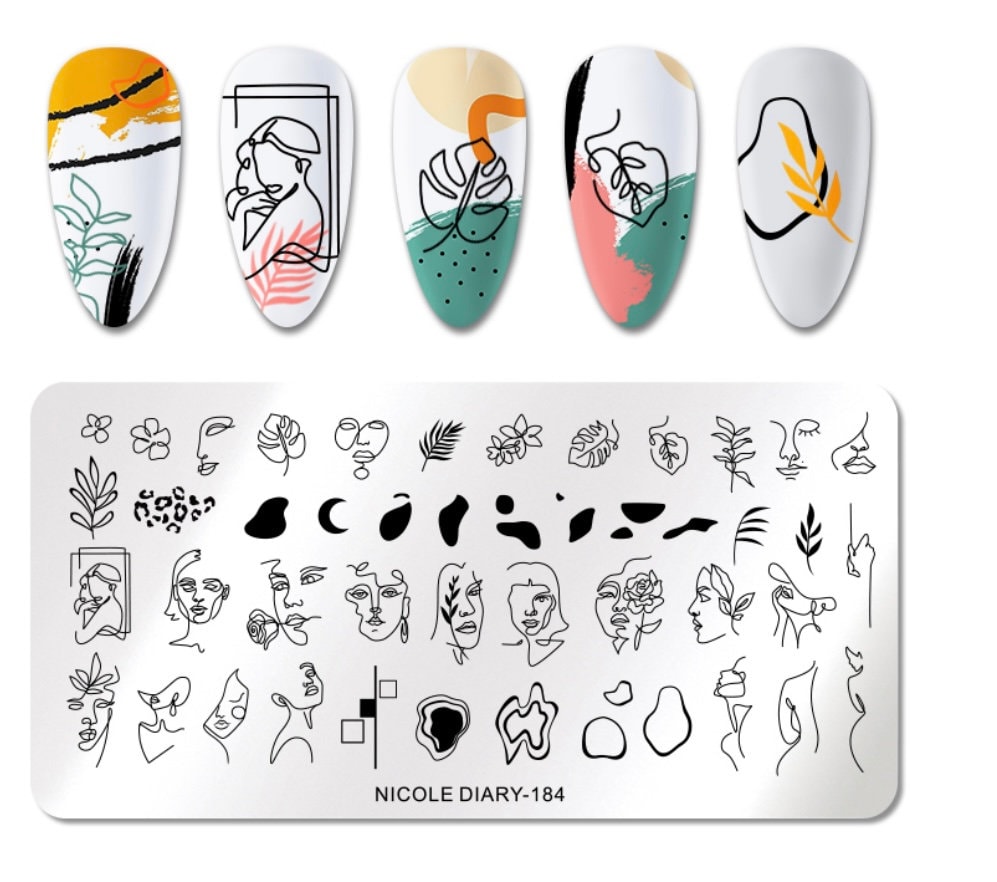 Mädchen Linie Kunst Stempelplatte Nagel Stempel Für Diy Maniküre Werkzeug Stempelplatte, Nägel von TwistedRealityCrafts