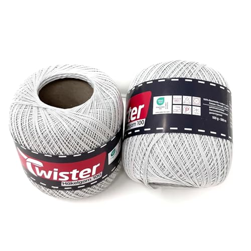 Twister Häkelgarn Hellgrau Handstrickgarn Baumwollgarn 2x100g Twister Häkelgarn Hellgrau Handstrickgarn Baumwollgarn 2x100g von Twister