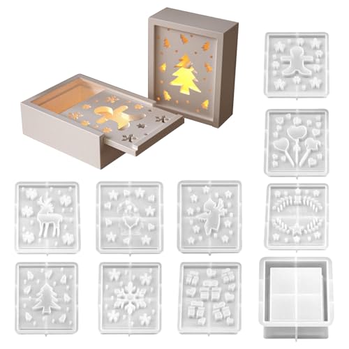 TyCylKu Christmas Formen | 10 Stück Weihnachtsformen Box Gips Seife Handwerk Handwerksset,Tischdekoration Für Ton Seife Fondant Dekoration Fenster Kamin von TyCylKu