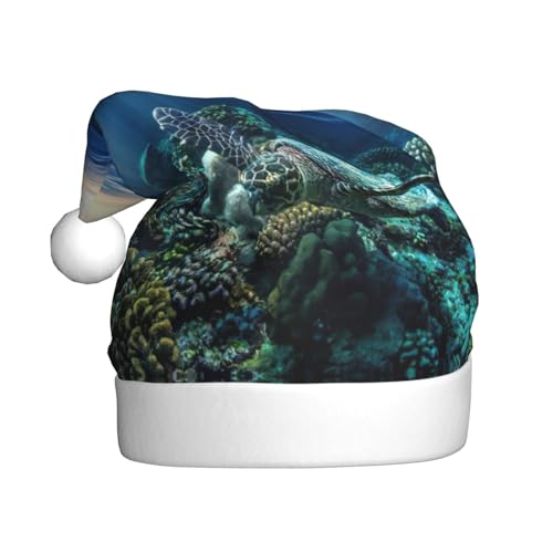 Schwimmender Weihnachtshut Meeresschildkröte für Erwachsene, Weihnachtsmütze, weicher Weihnachtsmütze, Weihnachtsmütze für festliche Weihnachtsdekoration von TyEdee