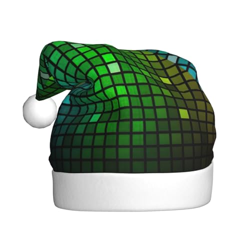 TyEdee Bunter quadratischer Weihnachtsmütze für Erwachsene, Weihnachtsmannmütze, weiche Weihnachtsmütze, für festliche Weihnachtsfeier-Dekoration von TyEdee