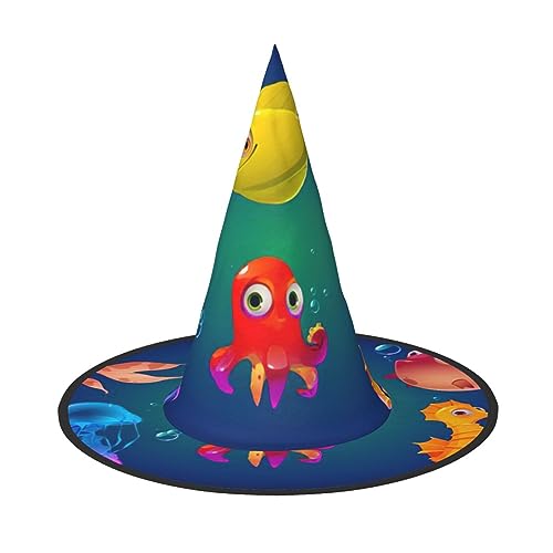 TyEdee - Halloween Hexe Mütze Gruselige Karneval Mütze Magier Party magische Mütze für Halloween Abenteuer Meeresleben von TyEdee