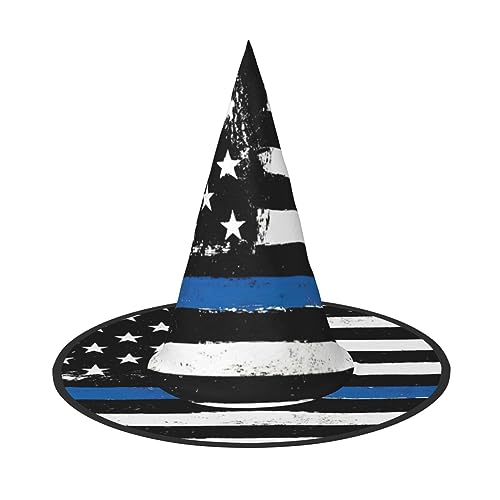 TyEdee - Halloween Hexenmütze Gruselige Karneval Mütze Magier Cap für Halloween Abenteuer 3 Stück Retro Flag Blau US Schlank von TyEdee