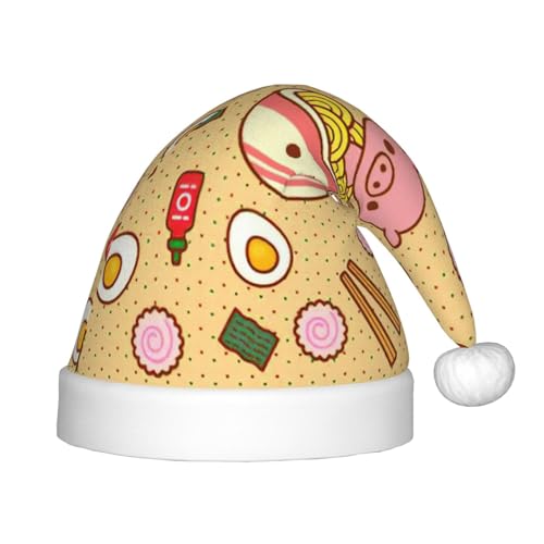 TyEdee Leckere Weihnachtsmütze mit süßem Ramen-Druck für Kinder, Plüsch-Weihnachtsmütze, Weihnachtsmütze, niedliche Weihnachtsmütze, für Jungen und Mädchen von TyEdee