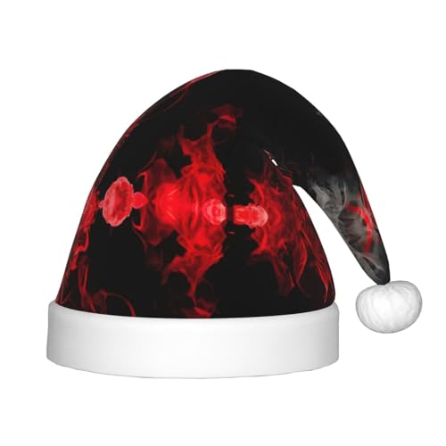 TyEdee Weihnachtsmütze für Kinder, Plüsch-Weihnachtsmütze, Weihnachtsmannmütze, niedlicher Weihnachtsmannmütze, für Jungen und Mädchen, Rot / Schwarz / Weiß von TyEdee