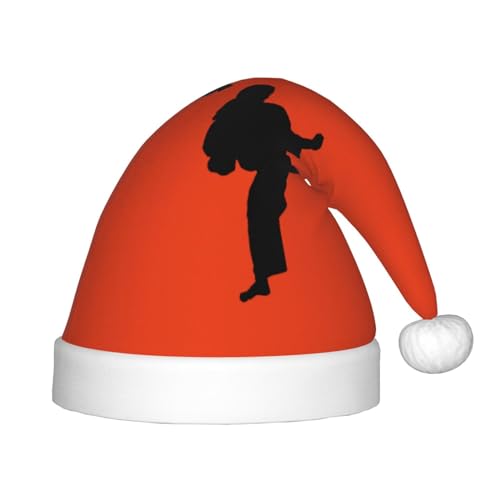 TyEdee Weihnachtsmütze mit Karate-Aufdruck für Kinder, Plüsch-Weihnachtsmütze, Weihnachtsmütze, niedliche Weihnachtsmütze, für Jungen und Mädchen von TyEdee
