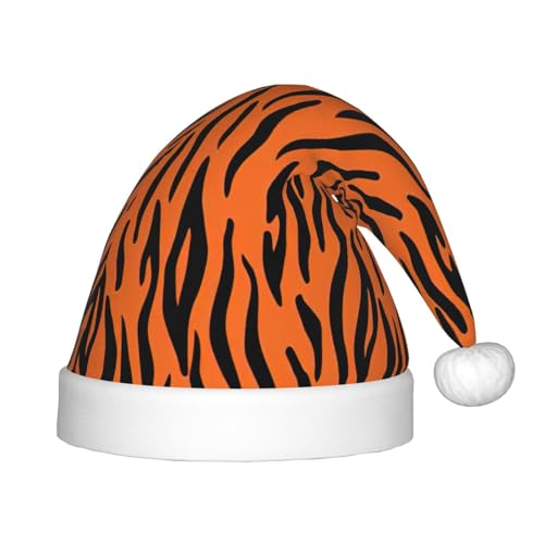TyEdee Weihnachtsmütze mit Tigerstreifen, orangefarbenem Muster, für Kinder, Plüsch-Weihnachtsmütze, Weihnachtsmütze, niedliche Weihnachtsmütze, für Jungen und Mädchen von TyEdee
