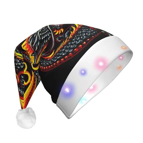 TyEdee Weihnachtsmütze mit chinesischem Drachen-Druck, Weihnachtsmann-LED-Licht, Weihnachtsmütze für Erwachsene, Weihnachtsfeierhut, geeignet für Neujahrspartys von TyEdee