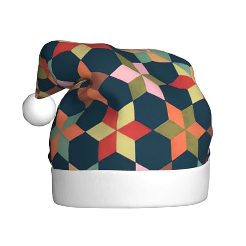 TyEdee Weihnachtsmütze mit geometrischem Druck für Erwachsene, Weihnachtsmannmütze, weiche Weihnachtsmütze, für festliche Weihnachtsfeier-Dekoration von TyEdee