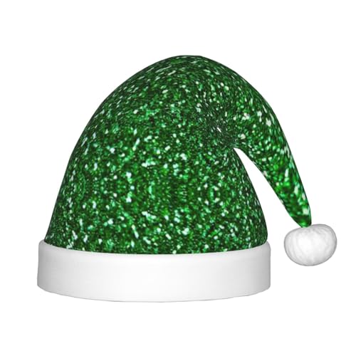 TyEdee Weihnachtsmütze mit grünen Pailletten, glitzernder Druck, für Kinder, Plüsch-Weihnachtsmütze, Weihnachtsmütze, niedliche Weihnachtsmütze, für Jungen und Mädchen von TyEdee