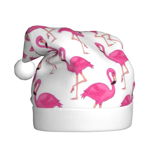 TyEdee - Weihnachtsmütze mit rosa Flamingo-Druck für Erwachsene, Weihnachtsmütze, weicher Weihnachtsmütze, Weihnachtsmütze für festliche Weihnachtsdekoration von TyEdee