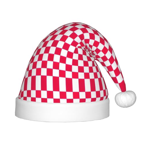TyEdee Weihnachtsmützen mit rot-weißem Aufdruck für Kinder, Plüsch-Weihnachtsmütze, Weihnachtsmütze, niedliche Weihnachtsmütze, für Jungen und Mädchen von TyEdee