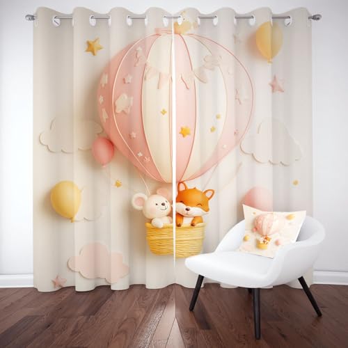 Süße Bär Fuchs Verdunkelungsvorhange 2er Set, Kawaii Cartoon Tier Vorhänge Wohnzimmer 137x117 cm Heißluftballon Sterne Wolke Gardine Blickdicht Kälteschutz mit Ösen Schlafzimmer Fensterdekoration Süße Bär Fuchs Verdunkelungsvorhange 2er Set, Kawaii Cartoon Tier Vorhänge Wohnzimmer 137x117 cm Heißluftballon Sterne Wolke Gardine Blickdicht Kälteschutz mit Ösen Schlafzimmer Fensterdekoration von Tyafsgvqo